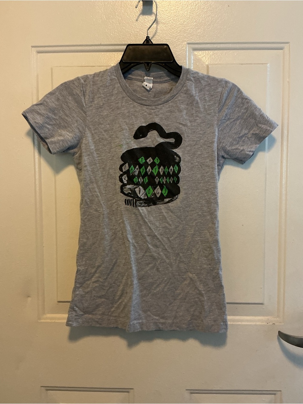 Next Level Apparel Gray Tee with Black and Green Diamond Graphic